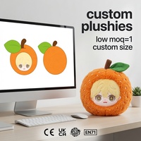 Kawaii Oranje Fruitjongen Pluche Hangertje Schattig Chibi Gezicht Zacht Pluizig Sleutelhanger Tas Charm Hangende Pop Aangepaste Gift