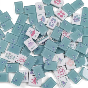 Ensemble de Mahjong américain de luxe à texture de jade avec motifs papillons et marquages anglais pour un jeu professionnel et divertissant en tournoi - Product Image 3