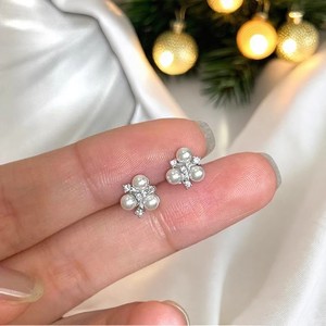 DIY Pearl Accessories 3-4mm Beads S925 <b>Silver</b> <b>Stud</b> Earrings Hollow Support Earnail 10858 WENCHI China Multiple Bead Jewelry - Product Image 1