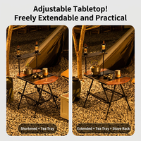 Table de camping pliable portable pour IGT, style rétro en bois, hauteur réglable, mobilier d'extérieur multifonctionnel