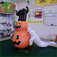 Décoration gonflable d'Halloween pour l'extérieur : Modèle de citrouille fantôme avec éclairage LED