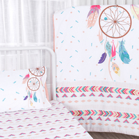 Parure de lit disney pour bébé, ensemble de literie silencieux, filet de rêves impression 3D dessin animé, housse de couette, taie d'oreiller