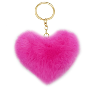 Porte-clés en forme de cœur en peluche avec pompon, pendentif pour sac, boule de poils, porte-clés en fourrure - Product Image 5