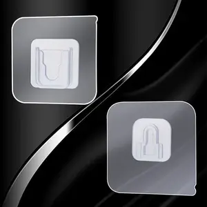 0.8mm Thickness Traceless Sticker <strong>Hook</strong> Multifunctional Bathroom <strong>Kitchen</strong> Double-sided <strong>Hook</strong> for Mounting Sockets and Routers - Product Image 1