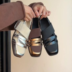 Double Strap Square Toe Ballet Flats Patent Leather Slip-On Flat <b>Shoes</b> Solid Color Women's All Seasons Fashion Footwear - Product Image 1