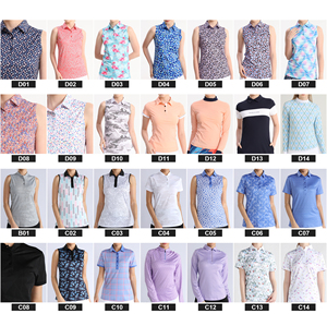Pakaian Kaus Golf Wanita, Kostum OEM Putih Camo Sun UPF 50 + Polyester Spandex Clasdic Polo Jersey - Product Image 6