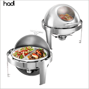 Plat de service rond de luxe en acier inoxydable de 6 L à prix abordable pour la restauration (restaurants et hôtels) – Fourniture de chauffe-plats argentés - Product Image 1