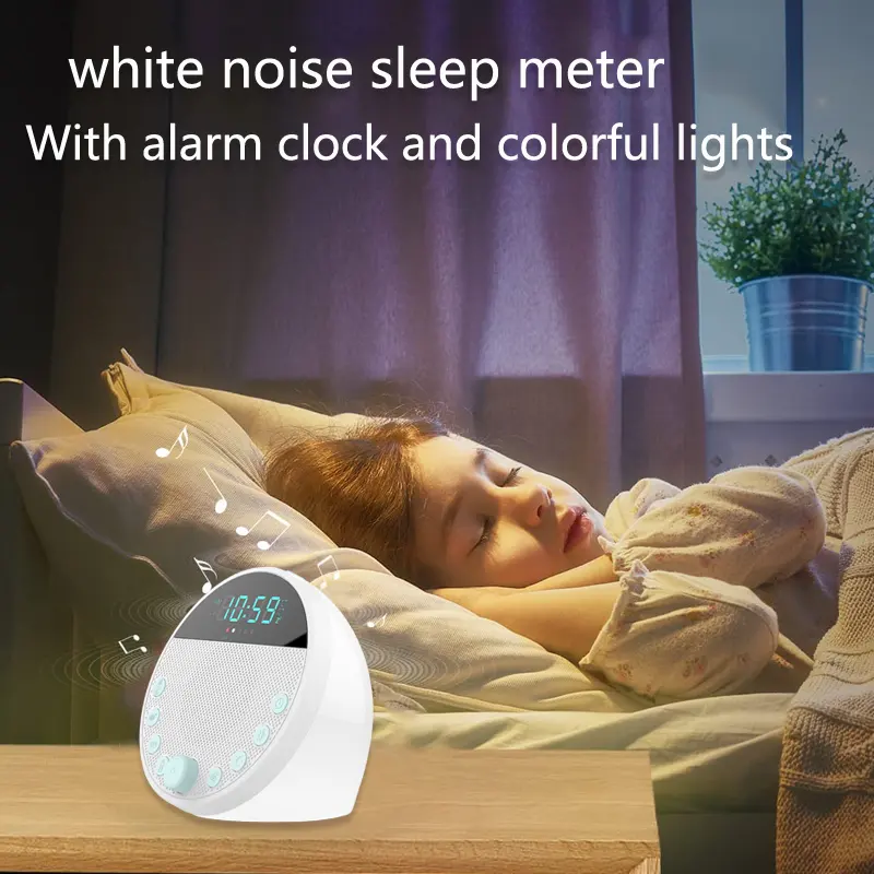 New Arrival Intelligent White Noise Sleep Instrument Machine Built-in 18 Audio RGB Night Light Digital Alarm Clock