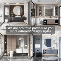 Lemari Kamar Mandi Panel Kayu Custom Smart Vanity PA Hotel Furniture dengan Cermin
