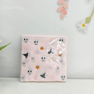 Kit de Fournitures de Fête Damai pour Halloween : Vaisselle Jetable, Assiettes en Carton, Gobelets, Serviettes – Motifs Fantôme et Citrouille - Product Image 5
