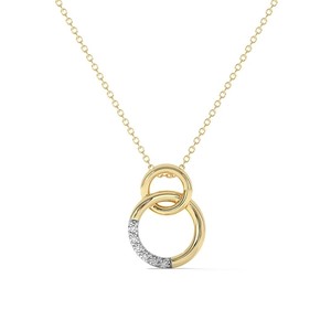 Perhiasan Fashion Grosir Perak 925 Berlapis Emas 18K Kalung Tulang Selangka Liontin Geometris Lingkaran Ganda untuk Wanita - Product Image 1