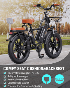 For Q20 <b>Electric</b> Bike Sidecar Rear Seat for Women Rear <b>Hub</b> Motor 48V 15Ah Lithium Battery Fat Tire Urban Leisure City Bike - Product Image 6