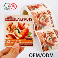 Étiquettes personnalisées imprimées en vinyle imperméable, brillantes ou mates, pour pots, sachets et contenants de fruits secs, noix et snacks