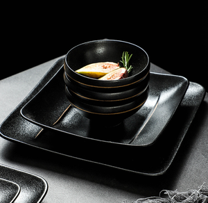 Ensemble de vaisselle en porcelaine écologique personnalisé, noir mat, texture premium, vaisselle fine personnalisée pour les hôtels - Product Image 3