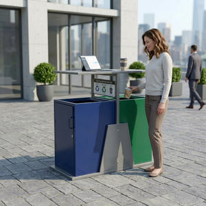Outdoor Dual Sorting Trash Can 80L x 2 Metal Powder Coated Rectangular Minimalist Design for Waste Management - Product Image 5