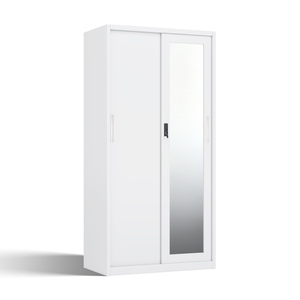 Armario con Puerta Corredera de Acero, Espejo y Diseño Impreso de 900 mm para Almacenamiento en el Dormitorio - Product Image 1