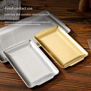 Đa Kích thước hình chữ nhật thép không gỉ khay vàng bạc phục vụ món ăn cho nhà hàng BBQ thực phẩm trình bày tấm - Product Image 5