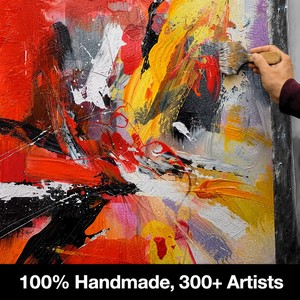 Décoration murale moderne en toile, peinte à la main, aux couleurs vives et texturées, peintures abstraites audacieuses rouge-orangé, arts muraux - Product Image 3
