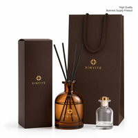 Bouteille diffuseur de parfum en verre transparent ambré rond avec logo personnalisé, vide, 50 ml, 100 ml, 150 ml, 250 ml, 500 ml, récipient d'aromathérapie