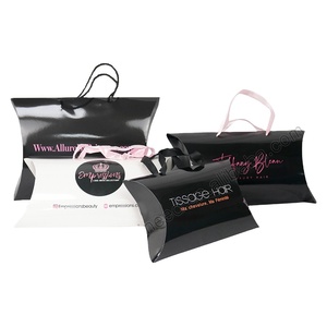 Scatola per Imballaggio Capelli, Custodia a Cuscino, Sacchetto di Carta Personalizzato con Manico per Extension - Product Image 1