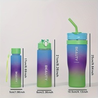 Lot de 3 gobelets réutilisables anti-fuite pour voiture, 1200ml/620ml/280ml, en plastique, avec paille et couvercle à poignée