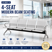 Banc d'attente moderne 4 places, chaise commerciale en métal pour espaces publics, écoles, centres commerciaux, parcs, table à thé optionnelle SY-BS01-4