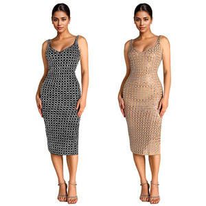 Abito Midi da donna alla moda con Logo personalizzato abito Sexy senza maniche nero nudo senza schienale estivo transfrontaliero - Product Image 1