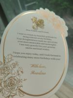 Invitations de mariage de luxe 3D miroir carte initiale personnalisé fleur Rose feuille d'or Menu haute qualité fée Style cartes en papier