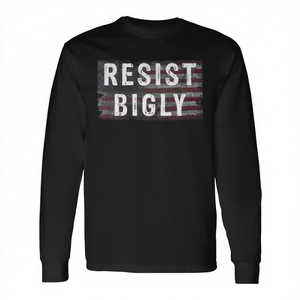 T-Shirt a Maniche Lunghe con Bandiera Americana Resist Bigly, Unisex, Collo Tondo, Abbigliamento Promozionale per Adulti - Product Image 2
