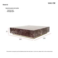 Table basse carrée moderne et simple en marbre violet haut de gamme, style luxe léger, pour salon