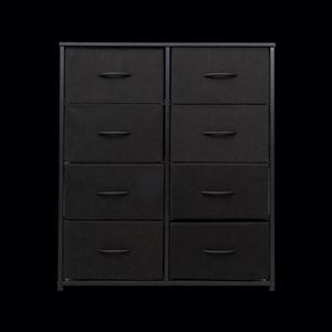 Commode moderne en tissu avec 8 tiroirs, en MDF et pin, poignées en acier inoxydable, armoire de chambre autoportante - Product Image 1