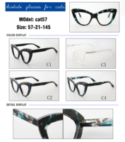 Nouvelle version mode cat57 grand cadre arrivée coloré oeil de chat italien Mazucchelli acétate femmes cadre optique