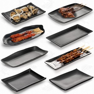 Black White Rectangular <b>Melamine</b> Plates with Custom Logo Minimalist Frost Eco-Friendly Catering <b>Sets</b> - Product Image 5
