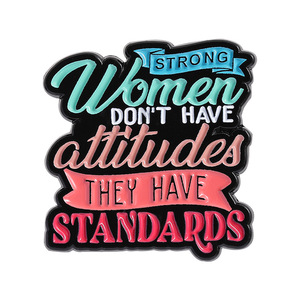 Thư Nữ Cô Gái quyền lực phụ nữ mạnh mẽ không có thái độ họ có tiêu chuẩn ve áo Pin huy hiệu kim loại nữ quyền men Pin - Product Image 6