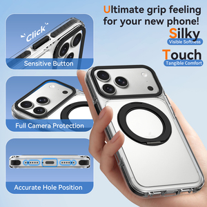 Coque de téléphone magnétique antichoc avec cadre d'objectif métallique et support rotatif <span class=keywords><strong>pour</strong></span> iPhone 17 18 Pro Max, emballage personnalisé avec logo - Product Image 6