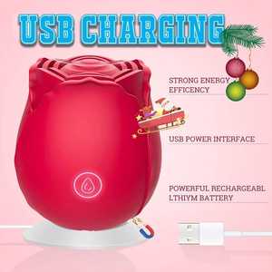 Sex Toys all'Ingrosso a Forma di Fiore Vibratore a Rosa a 10 Velocità Dildo Punto G Massaggio Clitorideo <span class=keywords><strong>Lingua</strong></span> di Aspirazione Vibratore a Rosa per Donne - Product Image 5