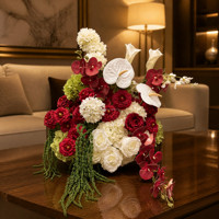 Centro de Mesa de Bolas de Flores de Seda Rojo Borgoña Personalizado de 50 cm, Decoración Realista para Mesa de Boda, Venta al por Mayor de Fábrica OEM