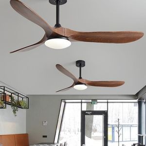 Lámpara de ventilador de techo de madera maciza de gran oferta con motor de CA y luz LED decorativa de control remoto de 42 pulgadas/52 pulgadas - Product Image 1