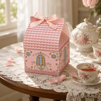 Boîte d'emballage de jouets en carton recyclé rose personnalisée forme de maison fantaisie avec impression par stratification mate boîte de papier à motif unique