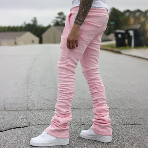 Celana Jogger Katun Tebal Custom Grosir YSJY, Celana Olahraga <span class=keywords><strong>Skinny</strong></span> Stacked Baggy untuk Pria - Product Image 2