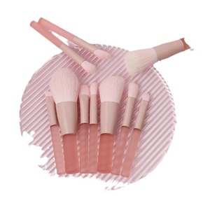 Schattige Roze Reizende Make-Upborstelset Draagbare 10 Stuks Eenvoudig Genomen Mini Volledige Volledige Functie Cosmetische Borstels Kit Met Tas - Product Image 2