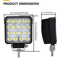 Lampe de travail étanche à LED, 4 pouces, 48W, 12V, 24V, Spot carré, lampe de travail pour véhicule tout-terrain, 4x4, remorque, moto, voiture, camion, SUV