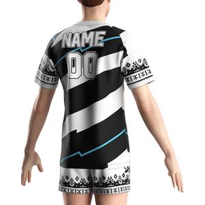 Camiseta Deportiva con Cuello en V para Hombre, Sublimada, para Gimnasio, Ropa Deportiva, Jersey de Rugby de Moda OEM, Conjunto de Camiseta y Pantalones Cortos - Product Image 6