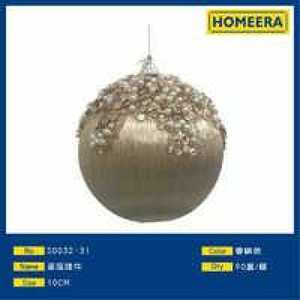 Homeera Christmas Pendant Champagne Round Glitter Hanging Ornament for Tree Decoration - Product Image 1