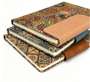Carnet en liège en gros avec <span class=keywords><strong>boucle</strong></span> magnétique, papeterie ethnique, carnet de voyage, bloc-notes en papier, carnet à texture artistique - Product Image 4