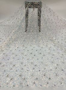 New Craft Color Rhinestones + <strong>Beads</strong> + <strong>Sequin</strong> Embroidery Wedding Dress <strong>Beaded</strong> Lace Fabric - Product Image 2
