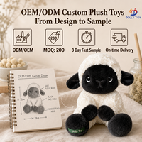 Jouet en peluche personnalisé en usine de haute qualité, super doux, en coton PP, motif mouton, mignon, brodé