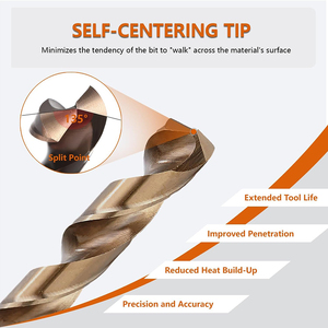 HYGOAL OEM工場製 M35 HSS-CO 5%高速鋼ストレートシャンクツイストドリルビット（鋼および銅の穴あけ用） - Product Image 2