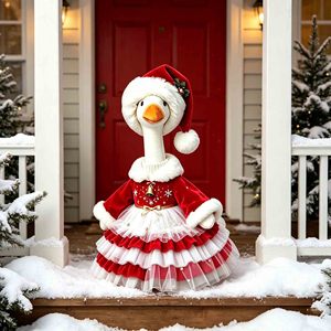 Christmas Porch Goose Outfit Dress Hat 23 Inch Pet Statue Ornament Decorations Clothes Custom Lightweight Polyester - Product Image 5