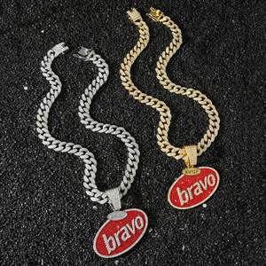 Collar con Colgante de Letra Elíptica de Estilo Hiphop Personalizado, Collares de Aleación para Hombre, Joyería de Moda al por Mayor - Product Image 1